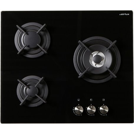 AIRLUX AV635HBK Plaque dessus verre Gaz - 3 foyer(s) - Noir - Sécurité gaz - 60 cm