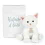 Peluche Bebe chat blanc avec boite