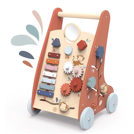 Chariot de marche multiactivites en bois