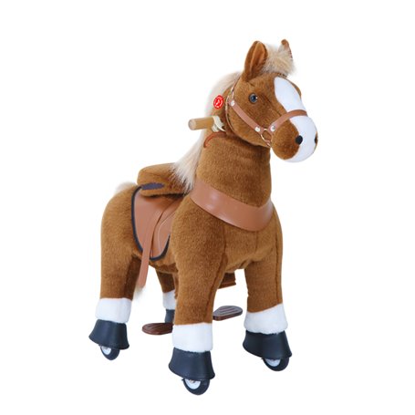 PonyCycle Poney à monter Marron avec sabot blanc Grand Modèle pour 4 à 9 ans