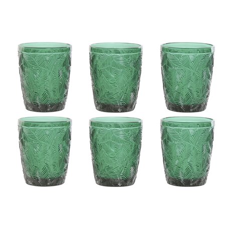 Set de Verres Home ESPRIT Vert Verre Avec relief 300 ml