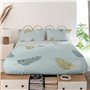 Drap HappyFriday Blanc Foliage Mint Multicouleur 210 x 270 cm