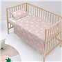 Jeu de draps HappyFriday Basic Kids Clouds Rose Lit de bébé 2 Pièces
