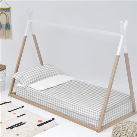 Housse de couette non rembourrée HappyFriday Basic Kids Vichy Gris 90 x 200 cm