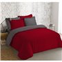 VISION - Bicolore - Housse de couette Réversible 200x200cm avec 2 taies 65x65cm - Anthracite/rouge - 100% coton