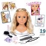 Smoby - Tete a coiffer blonde - Facile a coiffer - 19 accessoires réalistes - Levres thermosensibles - Trappe de rangeme