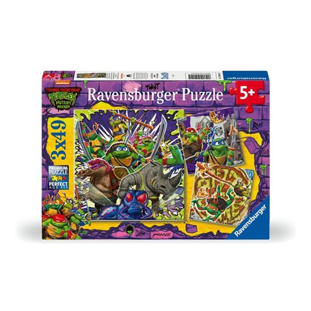 Lot de 3 puzzles 49 pieces - Les Tortues Ninja en action