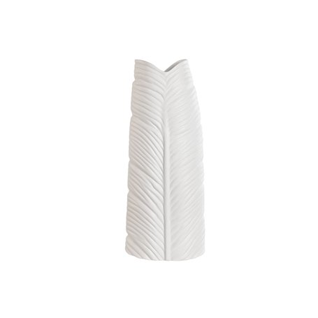 Vase Home ESPRIT Blanc Grès Tropical Feuille d'une plante 21 x 10 x 50 cm