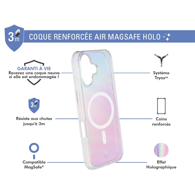 Image secondaire de Coque Renforcée iPhone 16 AIR Compatible MagSafe Holographique - Garantie à vie Force Case