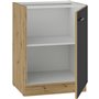 Meuble bas - MODENA - 60 cm - 1 porte battante - Chene artisan et noir mat - CUISINIER