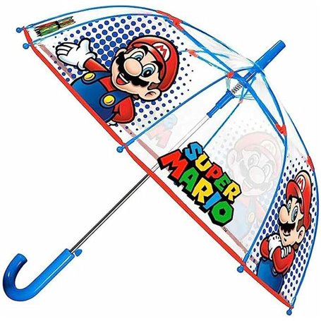 Parapluie Super Mario Perletti Transparent Fibre de Verre 74 cm Enfant