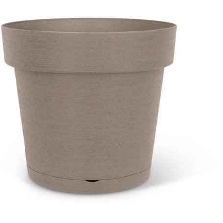 Pot a réserve d'eau - GARDEN ID Glamour - Taupe 40 cm - Surface granuleuse - Intérieur/extérieur - Design épuré - Contient du bo