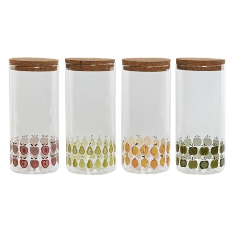 Boîte Home ESPRIT Jaune Vert Naturel Liège Silicone Verre Borosilicaté Shabby Chic 1