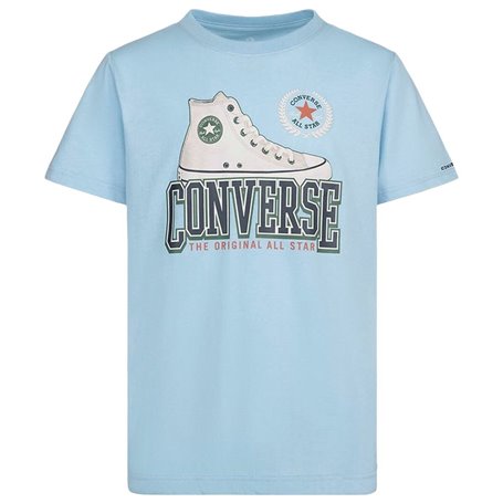 T shirt à manches courtes Enfant Converse Script Sneaker Gfx Bleu ciel