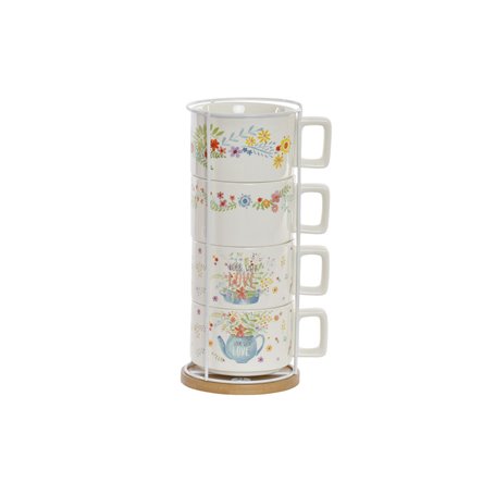 Ensemble de tasses à café DKD Home Decor Multicouleur Métal Bambou Dolomite 260 ml