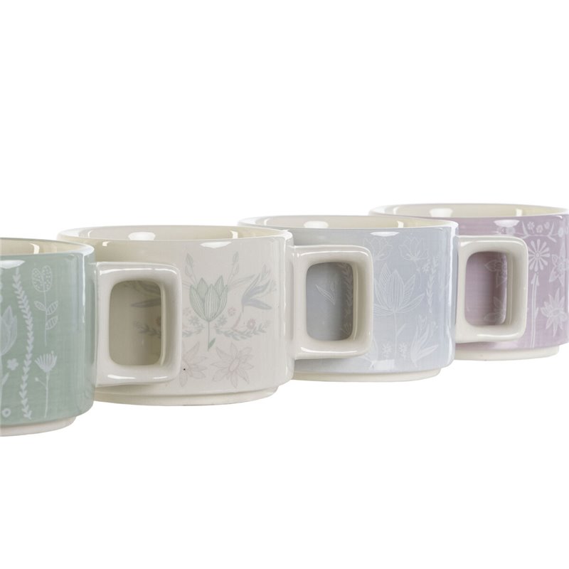 Image secondaire de Ensemble de tasses à café DKD Home Decor Vert Bleu ciel Lila Métal Bambou Dolomite 260 ml