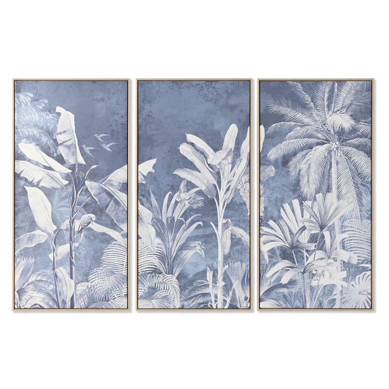 Cadre Home ESPRIT Bleu Palmiers Tropical 180 x 4 x 120 cm (3 Pièces)