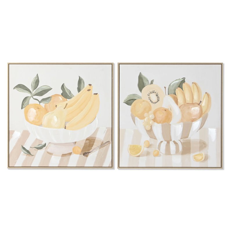 Cadre Home ESPRIT Jaune Beige Cottage 80 x 4 x 80 cm (2 Unités)