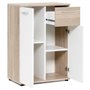 JACKY Meuble de rangement Petit Buffet - Blanc mat et décor chene Sonoma - Classique - L 60 cm