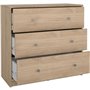 Commode OREGON 3 Tiroirs - Décor chene - L 72 x P 30 x H 68 cm