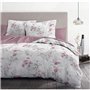 Parure de couette 240x260 cm HOME LINGE PASSION POMPADOUR : Housse de couette + 2 taies d'oreiller - 100% Coton 57 Fils - Blanc/