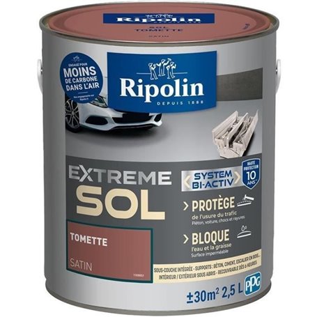 RIPOLIN Peinture pour sol intérieur et extérieur - Tomette satin - 2,5 L