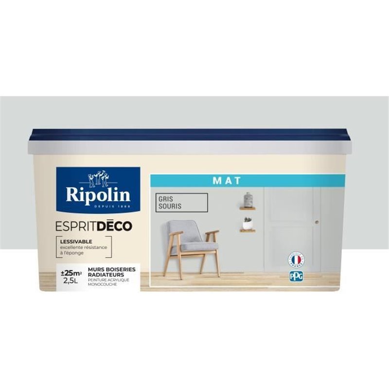 Image secondaire de RIPOLIN ESPRIT DECO GRIS SOURIS MAT 2.5L