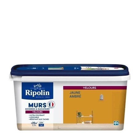 RIPOLIN Peinture Couleur Velours pour Murs, Boiseries Radiateurs - Jaune ambre