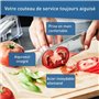 TEFAL Ever Sharp Couteau de cuisine Santoku 16,5 cm, Aiguiseur intégré, Technologie sécurisée, Acier inoxydable allemand K257902