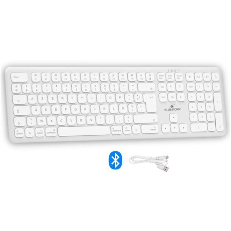 Clavier sans fil Bluetooth - BLUESTORK - MAC - Full size - Compatible Mac - Blanc