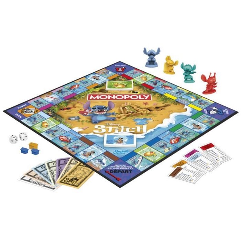 Image secondaire de Monopoly Stitch, Jeu de société de plateau, 2 a 4 joueurs, 30 minutes, édition Disney Lilo & Stitch, Des 8 ans