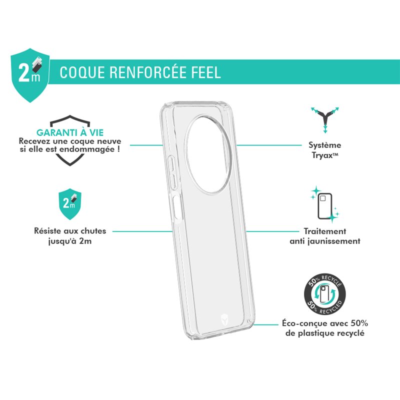 Image secondaire de Coque Renforcée Xiaomi Redmi Note 14 Pro + 5G FEEL Transparente - Garantie à vie - Certifié GRS Force Case