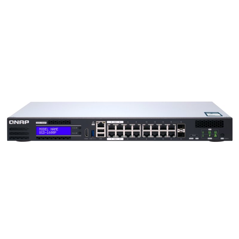 Image secondaire de QNAP QGD-1600P Géré Gigabit Ethernet (10/100/1000) Connexion Ethernet, supportant l'alimentation via ce port (PoE) 1U Noir, Gris
