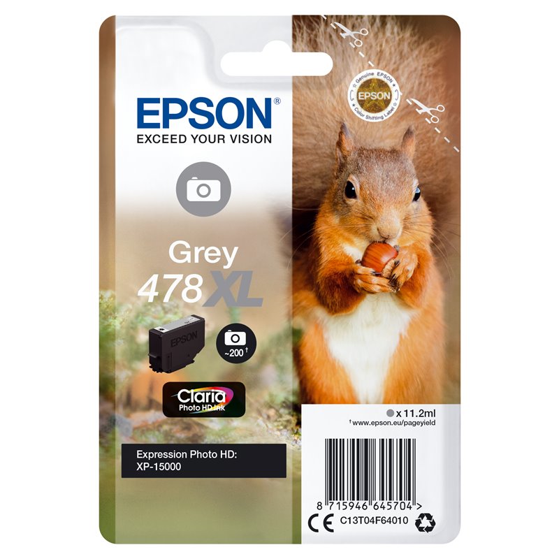 Image secondaire de Epson Squirrel Singlepack Grey 478XL Claria Photo HD Ink