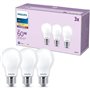 Ampoule LED - PHILIPS - Classic - 60 W - A60 E27 - Blanc chaud - Non dimmable x 3