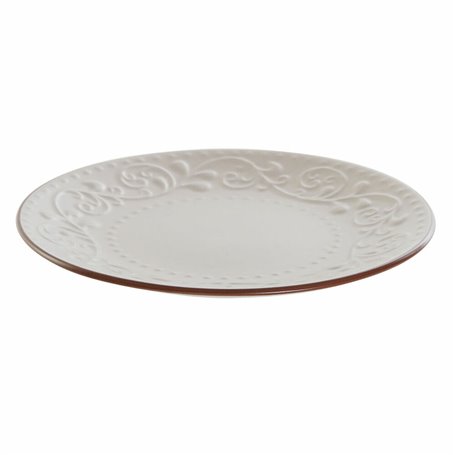 Assiette plate DKD Home Decor Beige Marron Grès (21 x 21 x 2.5 cm)