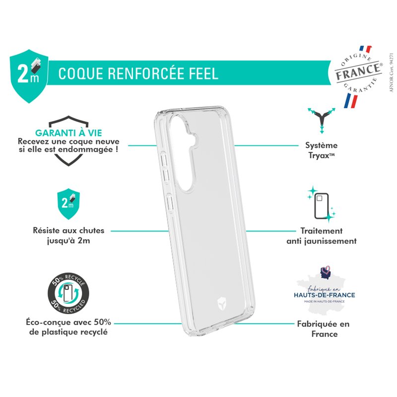 Image secondaire de Coque renforcée Samsung Galaxy S25+ FEEL Origine France Garantie 2m Transparente + Garantie à vie - Origine France Garantie Forc
