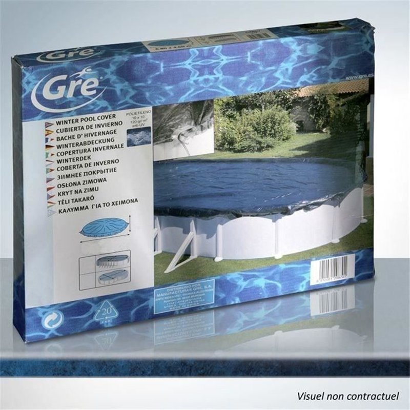 GRE - Bâche d'hivernage pour piscine tubulaire hors-sol ronde GRE - Ø4m a Ø4,60m - 120g/m² - noir