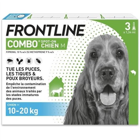 FRONTLINE 3 Pipettes antiparasitaires COMBO Chien - 10 a 20 kg  -  Puces, tiques, poux broyeurs