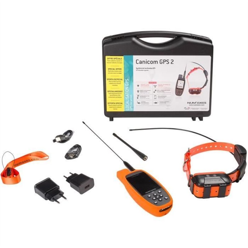 Ensemble complet traceur GPS - NUM'AXES - CANICOM GPS 2 - Noir / Orange