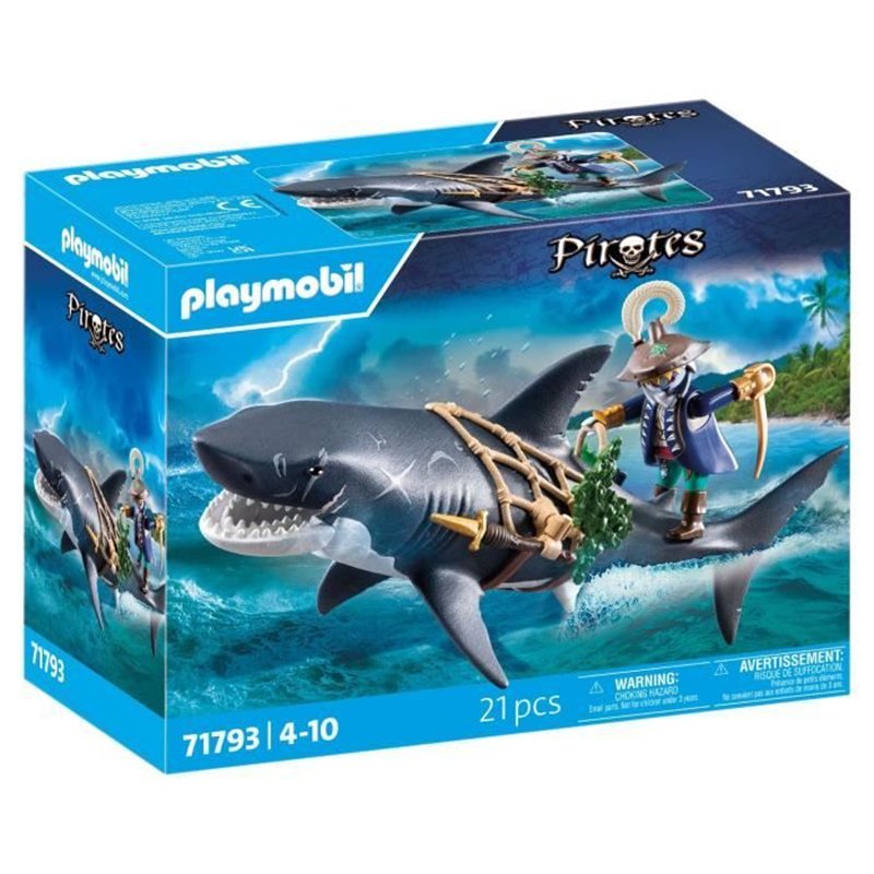 PLAYMOBIL 71793 Pirate et requin avec mâchoire articulée