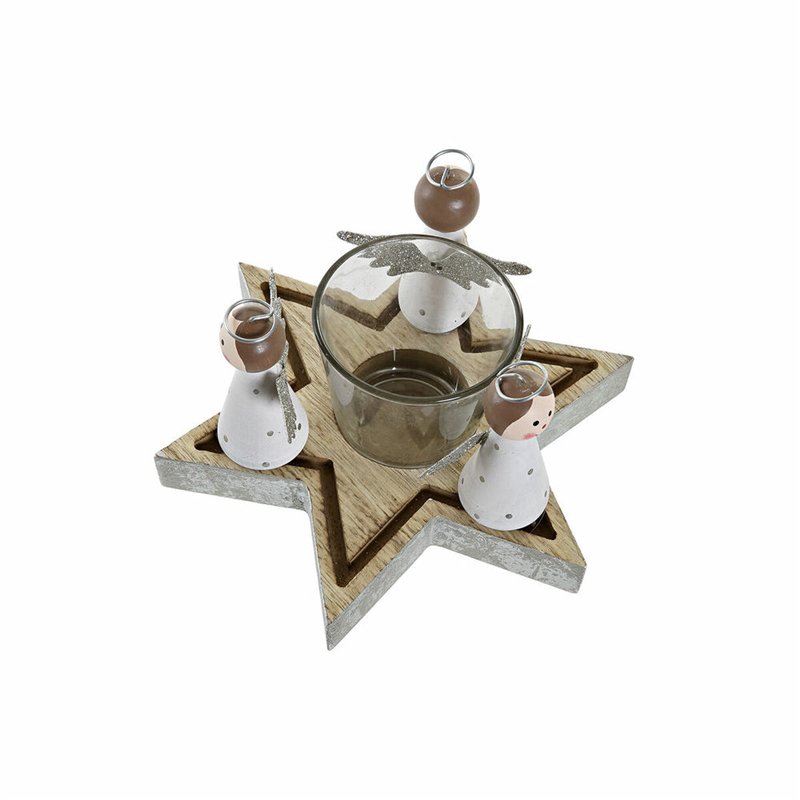 Image secondaire de Bougeoirs de Noël DKD Home Decor Verre Bois (17 x 17 x 9 cm)
