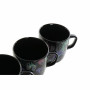 Tasse mug DKD Home Decor Porcelaine Noir Rose (11.5 x 8.5 x 10 cm) (3 pcs) (380 ml)