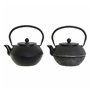Théière DKD Home Decor Noir Argent Fer (18.5 x 16 x 17 cm) (2 pcs) (1200 ml)