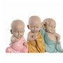 Figurine Décorative DKD Home Decor Bleu Rose Jaune Résine Moine (8 x 5,5 x 12,7 cm) (3 Unités)