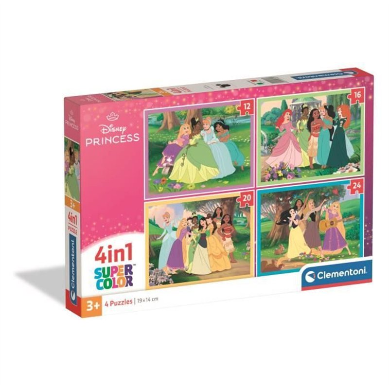 CLEMENTONI - Puzzle 4 en 1 - Disney Princess