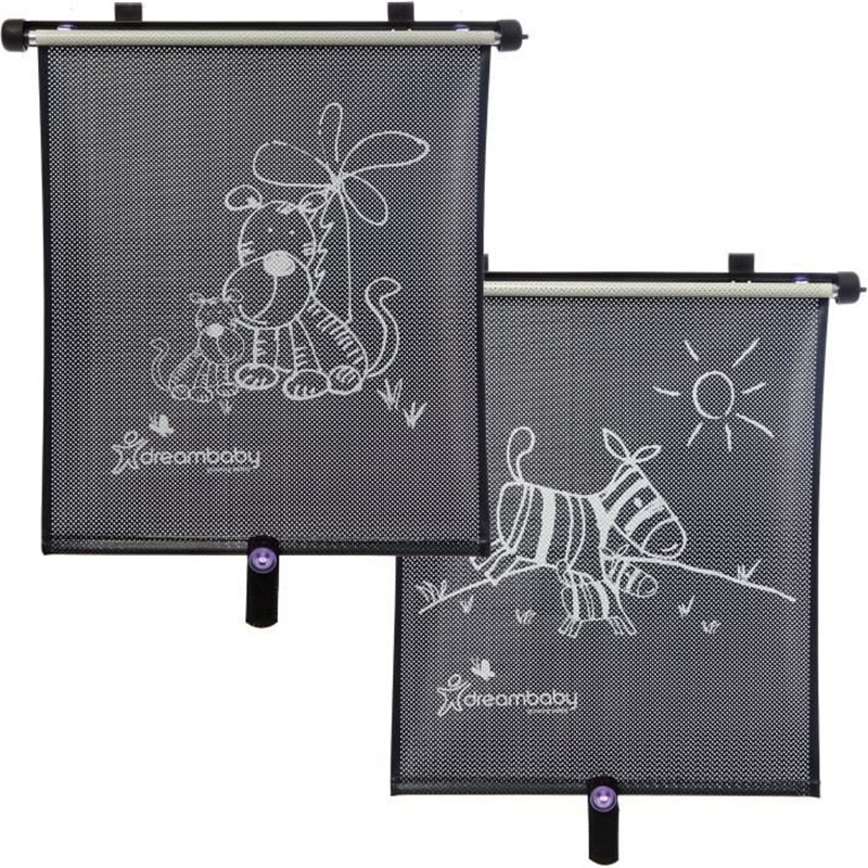 Image secondaire de Store enrouleur de fenetre de voiture - DREAMBABY - Double face Zebra & Tigre Print - Réglable 2pcs