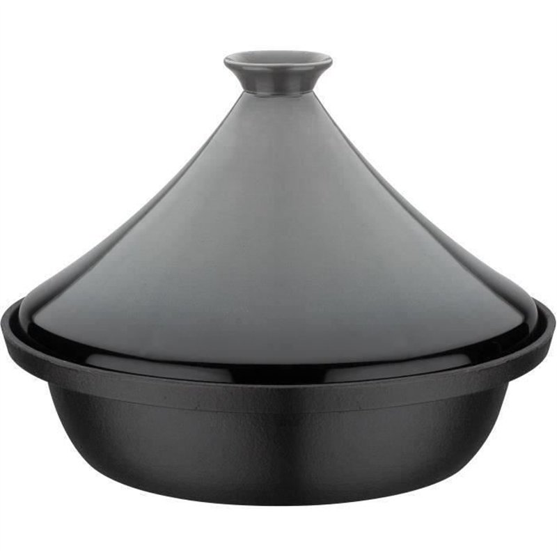 Tajine fonte massive - GSW - 30 x 22 cm - Couvercle céramique - Induction - Gris