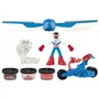Play-Doh Captain America, coffret Moto tranchante avec figurine flexible, 3 accessoires et pâte a modeler, des 4 ans, Marvel