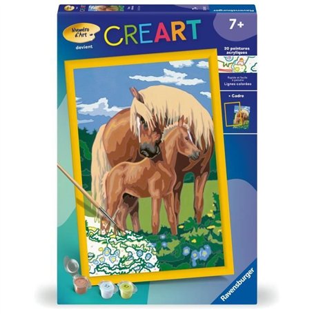 CreArt Kids 31x21cm Fiers chevaux, Kit de peinture par numéros Numéro d'Art, Des 7 ans, 25850, Ravensburger